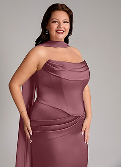 Azazie Sorrel Bridesmaid Dresses Desert Rose Mermaid Strapless Stretch Satin Convertible Dress image10