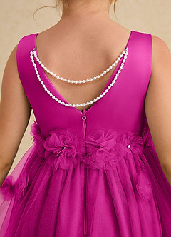 Azazie Lux Flower Girl Dresses Fuchsia A-Line Beaded Tulle Dress image6
