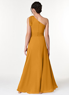 Azazie Cleo Junior Butterscotch A-Line Pleated Chiffon Dress image2