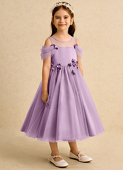 Azazie Juni Abiti da Ragazza di Fiori Abito Principessa in Tulle Plissettato Glicine image8