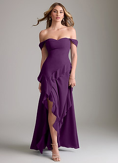 Azazie Sloane Bridesmaid Dresses Grape A-Line Sweetheart Neckline Chiffon Dress image5