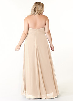 Azazie Tessie Robes de demoiselle d'honneur Robe Trapèze en Mousseline de soie Col V plissé Albâtre Blanc image7