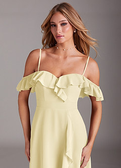 Azazie Lyra Bridesmaid Dresses Lemon Sorbet A-Line Chiffon Convertible Dress image9