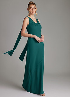 Azazie Essence Bridesmaid Dresses Peacock Sheath Chiffon Dress image6