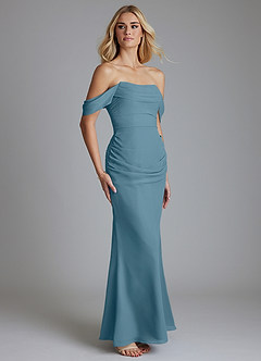 Azazie Luiza Brudtärnklänningar Klä av Sjöjungfru i Chiffong Av axeln Bermuda image4