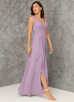 Azazie Kori Bridesmaid Dresses Wisteria A-Line Pleated Chiffon Dress image3