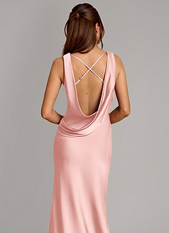 Azazie Cheryl Vestidos de madrinha de casamento Vestido Pó Rosa de Cetim elástico de sereia image2