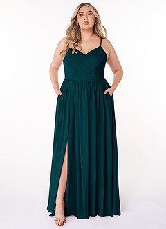 Azazie Cora Abiti da Damigella Abito A-Line in Chiffon Plissettato Pino image6