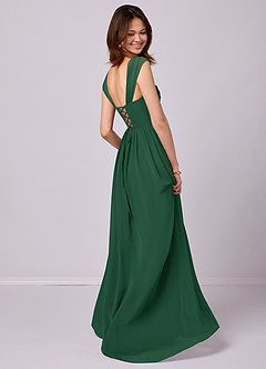Barbie ♥ Azazie Bridesmaid Dresses Dark Green A-Line Corset Chiffon Dress image4