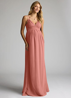 Azazie Emree Brautjungfernkleider für Schwangere A-Linie Chiffon Bodenlänge Kleid image3