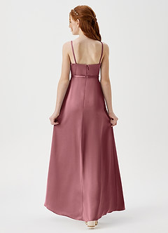 Azazie Kaylee Junior Robe Trapèze en Satin extensible avec ceinture Améthyste image2