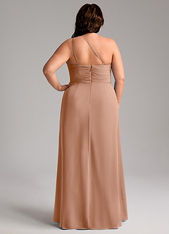 Azazie Eren Bridesmaid Dresses Champagne Rose Sheath One Shoulder Chiffon Dress image9