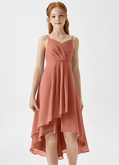 Azazie Mariam Junior MAI TAI A-Line Pleated Chiffon Dress image5