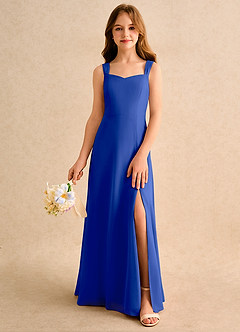 Azazie Makani Girls Formal Flower Girl Dresses Royal Blue A-Line Sweetheart Neckline Chiffon Dress image3