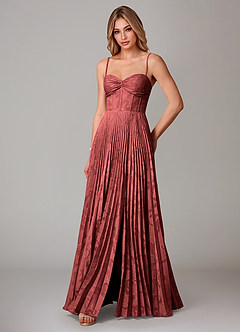 Azazie Akiko Bridesmaid Dresses Terracotta A-Line Sweetheart Neckline Floral Burnout Dress image4