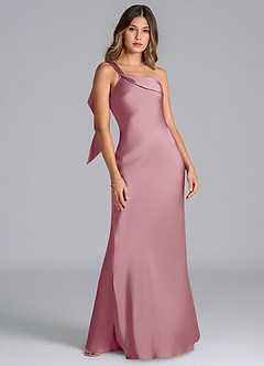 Azazie Driea Bridesmaid Dresses Vintage Mauve Mermaid One Shoulder Stretch Satin Dress image7