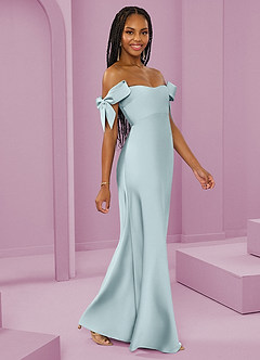 Barbie ♥ Azazie Jurken voor bruidsmeisjes Converteerbaar Jurk van Stretch Satijn met Kolom Off the Shoulder De Nevel image1