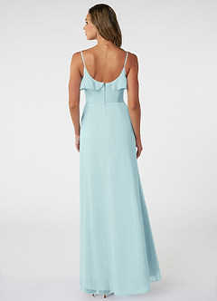 Azazie Natalia Bridesmaid Dresses Sea Glass A-Line Chiffon Dress image2