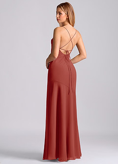 Azazie Grata 신부 들러리 드레스 인어 주름진 쉬폰 바닥 길이 드레스 image2