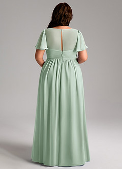 Azazie Verna Abiti da damigella d'onore premaman Abito A-Line Increspato con Scollo a V Chiffon Floor-Length image12