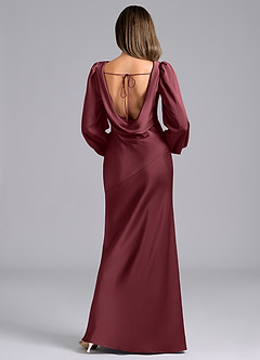 Azazie Rylina Brautjungfernkleider Meerjungfrau-Linie Langarm Stretch-Satin Kleid Merlot image2