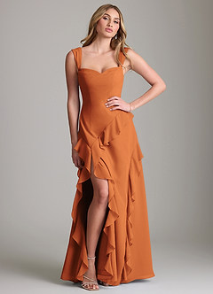 Azazie Sloane Bridesmaid Dresses Cinnamon A-Line Sweetheart Neckline Chiffon Dress image3