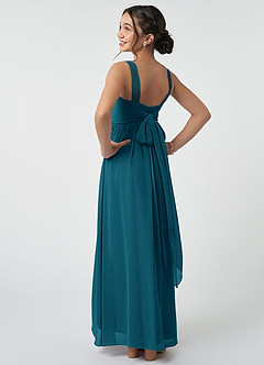 Azazie Kora Junior Ink Blue A-Line Pleated Chiffon Dress image4