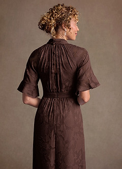 Azazie Hypatia Suknie dla Matki Panny Młodej Osłona Pofałdowany Kwiatowe wypalenie Długość podłogi Sukienka image7