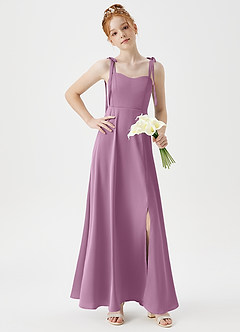 Azazie Rosey Junior Robe Trapèze en Satin extensible Encolure en Forme de Cœur Glycine image3