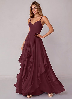 Azazie Zaina Bridesmaid Dresses Cabernet A-Line Chiffon Dress image5