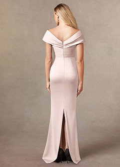 Azazie Ludlow Final Sale Blushing Pink Mermaid Pleated Stretch Satin Dress image4