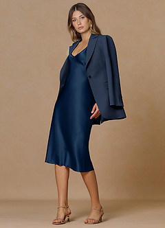 front Rowan Dark Navy Refined Weave Performance 2-Piece Suit