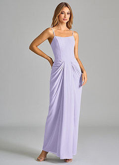 Azazie Anaïs Jurken voor bruidsmeisjes Jurk van Chiffon met Kolom Strapless Lila image6
