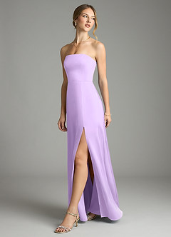 Azazie Wren Bridesmaid Dresses Lilac A-Line Strapless Stretch Satin Convertible Dress image5