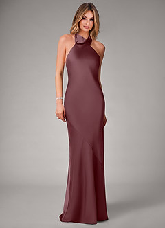 Azazie Velli Bridesmaid Dresses Sangria Mermaid Stretch Satin Dress image4