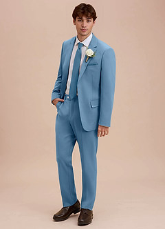 front Ethan Steel Blue Refined Weave Performance Suit