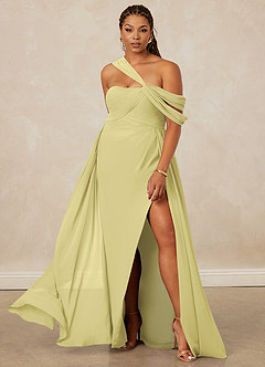 Christian Siriano Bridal for Azazie 1014 Bridesmaid Dresses Lemon Sorbet A-Line Off the Shoulder Chiffon Dress image9
