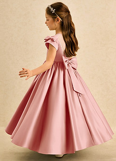 Azazie Toffee Abiti da Ragazza di Fiori Abito Stile Principessa in Raso Opaco Fiocco Rosetta image5