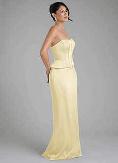 Azazie River Bridesmaid Dresses Lemon Sorbet Sheath Corset Stretch Satin Convertible Dress image7