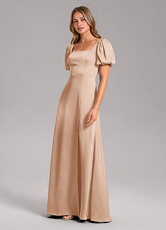 Azazie Fyona Brautjungfernkleider A-Linie Plissee Stretch-Satin Kleid Englisches Rosa image4