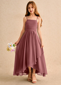 Azazie Twilight Dance Girls Formal vestidos de niña de las flores Vestido de Amatista de Gasa de Corte en A con Plisado image4