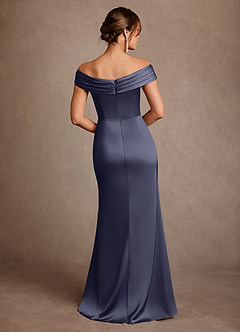 Azazie Bedford Mother of the Bride Dresses Stormy Sheath Pleated Stretch Satin Dress image3