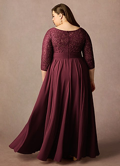 Azazie Carmena Klänningar till brudens mor Klä A-Line i Chiffong Paljetter Cabernet image2
