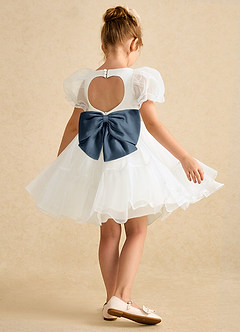 Azazie Debbie vestidos de niña de las flores Vestido de Marfil Azul Petróleo de Organza de Princesa con Escote de Corazón image6