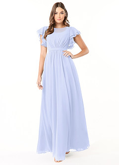 Azazie Daphne Modest Bridesmaid Dresses A-Line Ruffled Chiffon Floor-Length Dress image1