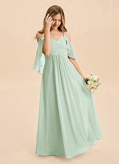 Azazie Nolana Junior A-Linie Plissee Chiffon Kleid Agave image5