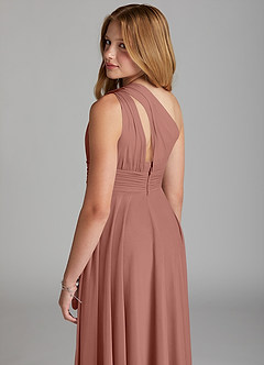 Azazie Charlize Junior Cedar Rose A-Line Mesh Dress image5