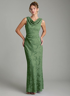 Azazie Kieryn Bridesmaid Dresses Eucalyptus Mermaid Pleated Floral Burnout Dress image1
