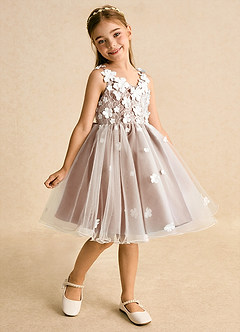 Azazie Junebug Flower Girl Dresses Ivory Bronzer Ball-Gown Lace Tulle Dress image2