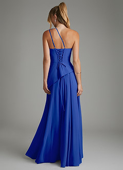 Azazie Holly Bridesmaid Dresses Royal Blue A-Line Corset Chiffon Dress image2
